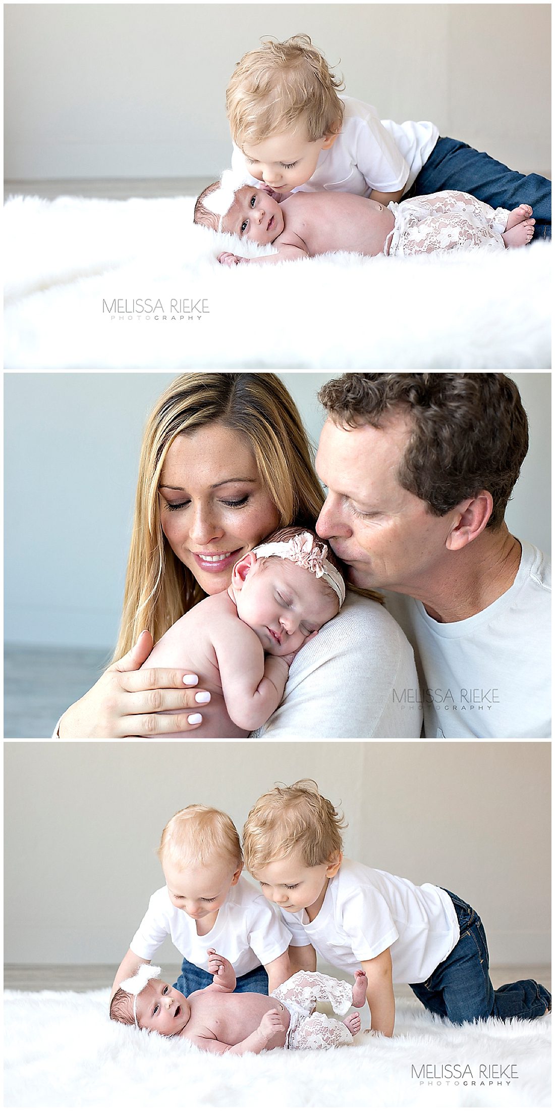 Newborn photo shoot with parents brothers Kansas City