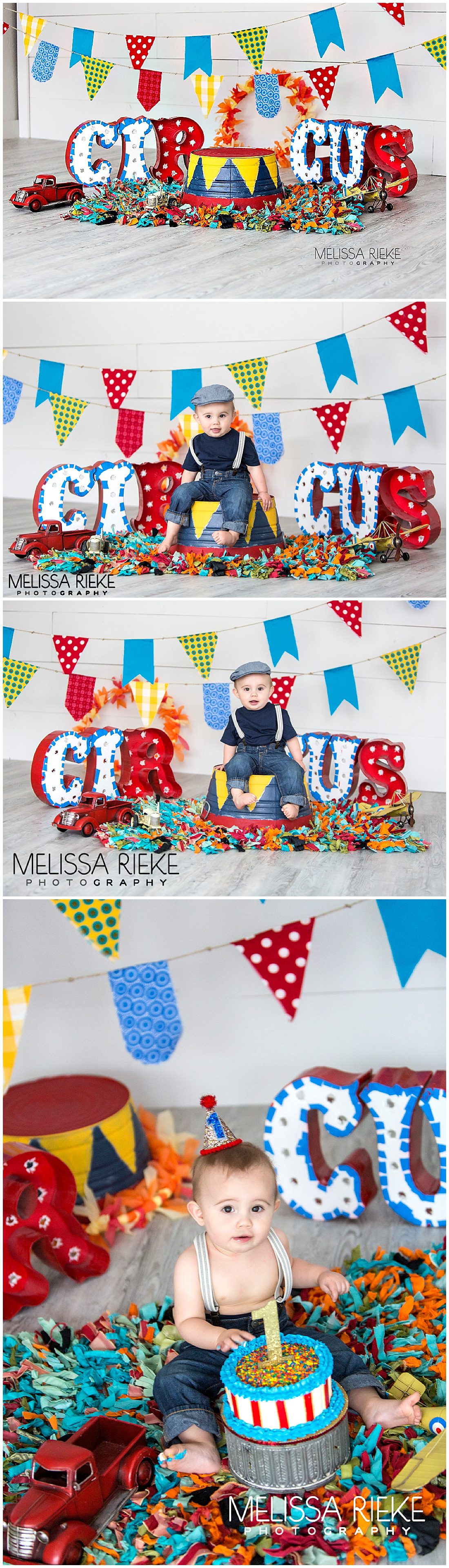 First Birthday Circus Cake Smash Photoshoot Kansas City