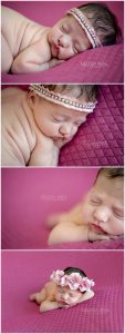 On Pink Posed Newborn Baby Girl Kansas City Photographer Photos Pictures
