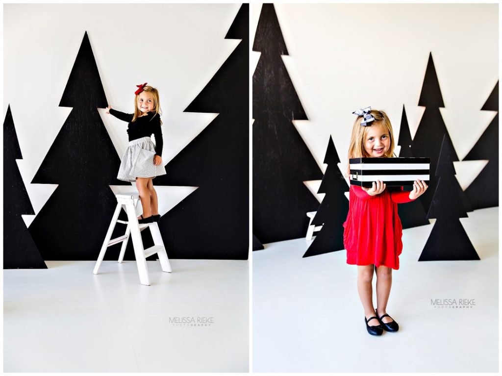 Holiday Card Pictures Mini Sessions Kansas City Photographer Black and White Trees Studio