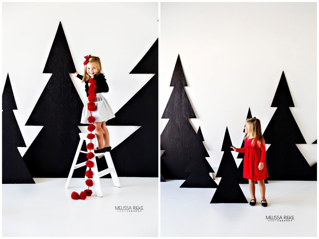 Holiday Card Pictures Mini Sessions Kansas City Photographer Black and White Trees Studio